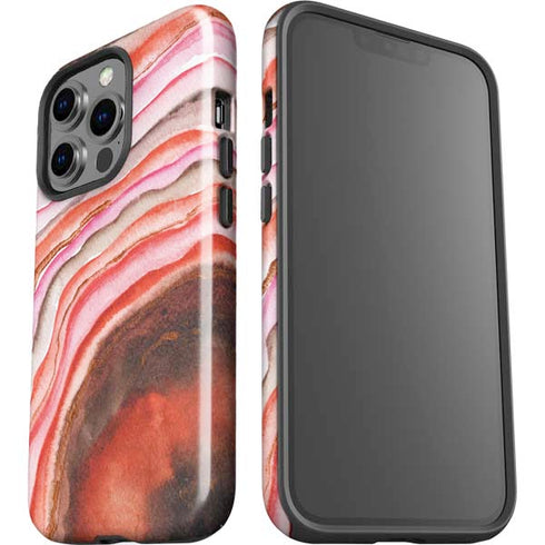 Orange Watercolor Geode iPhone 15 Pro Impact Case